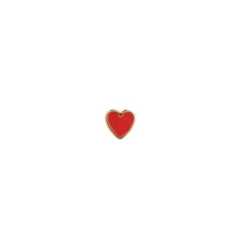 Stine A Petit Love Heart Red Coral ørestik forgyldt sølv 1181-02-Red Coral
