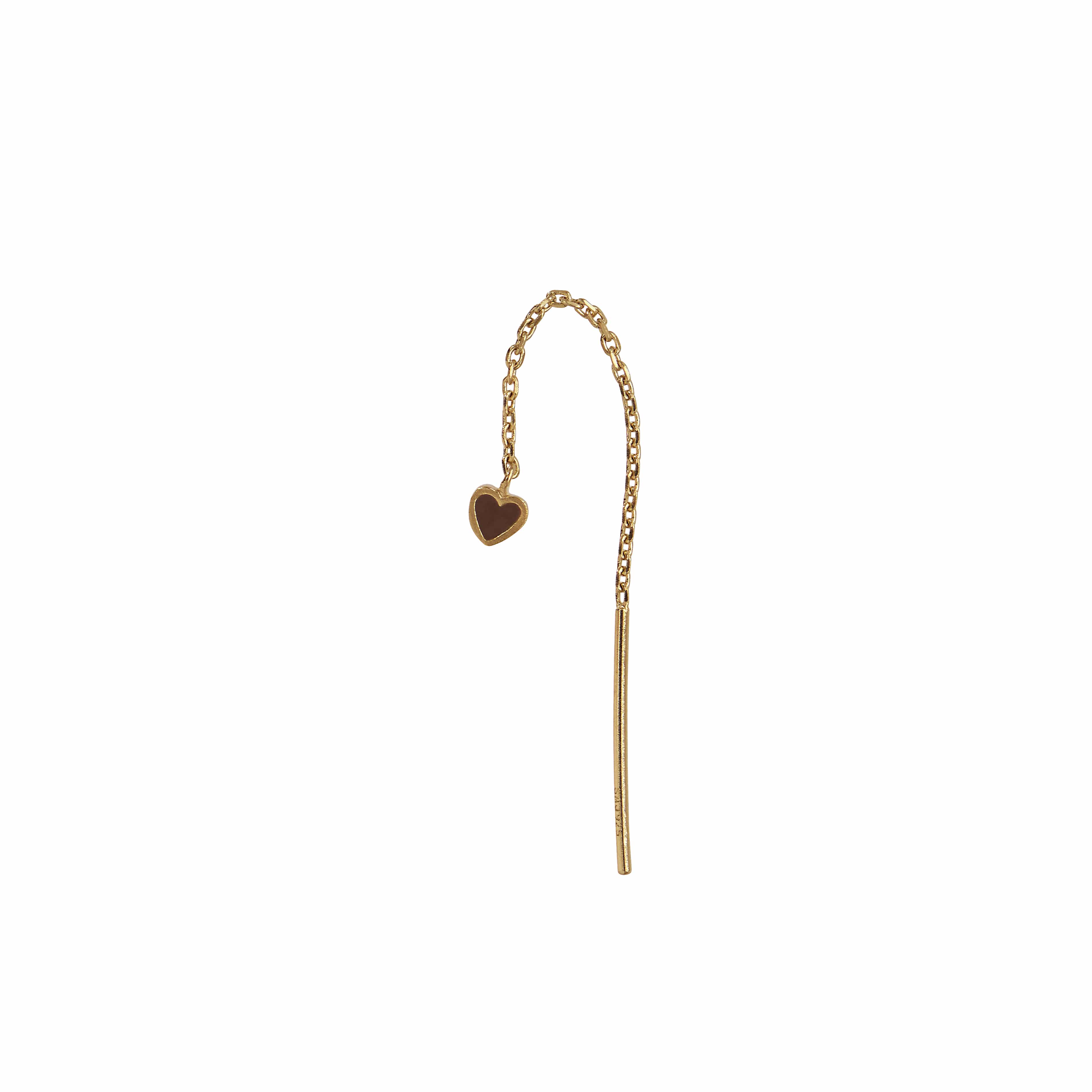 Stine A Dangling Love Heart Mocha øretråd forgyldt sølv 1364-02-Mocha
