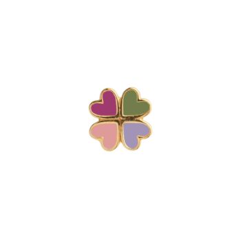 Stine A Love Heart Clover Pink Fuschia ørestik forgyldt sølv 1400-02-S