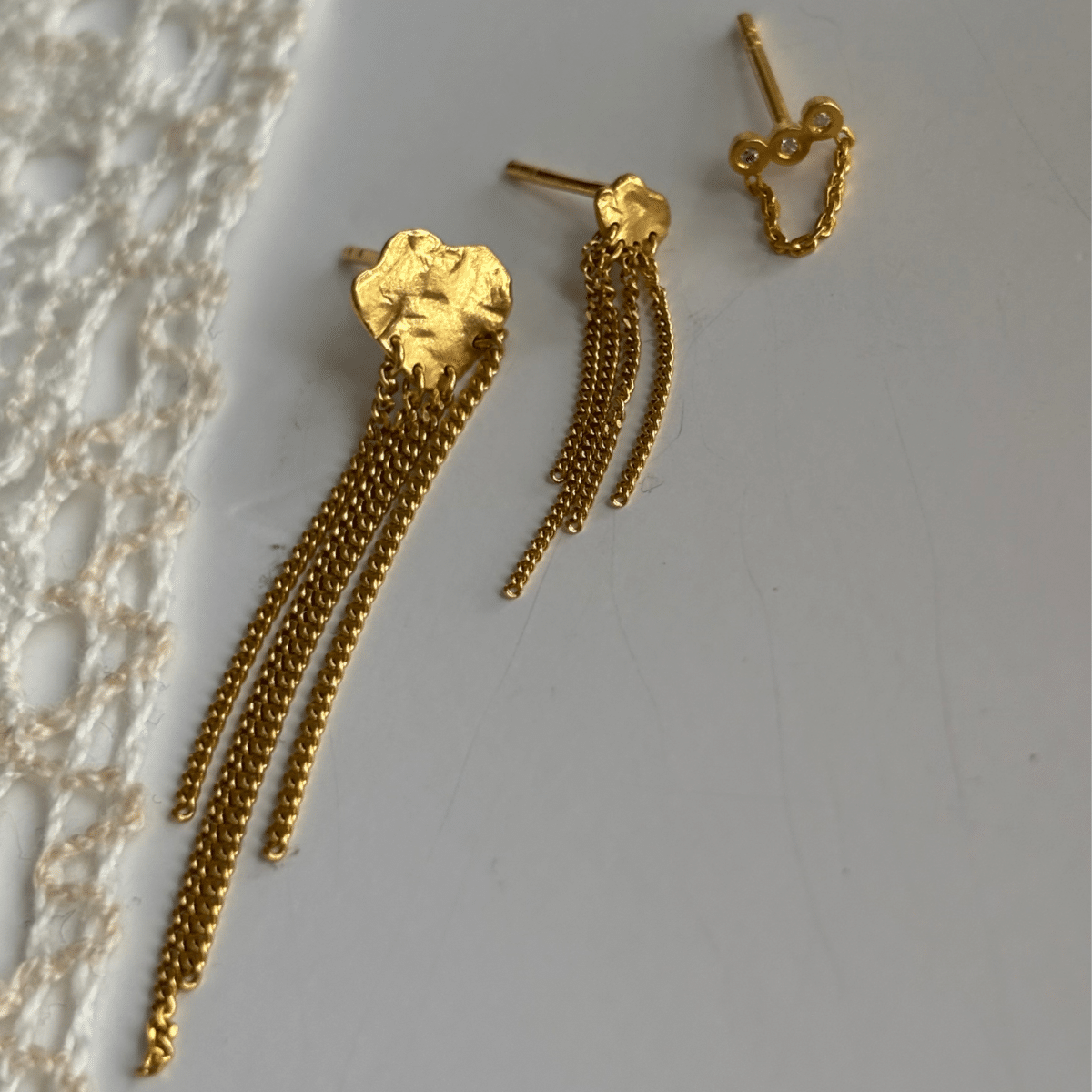 Stine A Three Dots With Mini Chain ørestik forgyldt sølv 1413-02-S