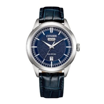 Citizen Eco-Drive Classic herreur AW0151-00L med blå urskive og blå læderrem