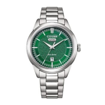 Citizen Eco-Drive Classic herreur AW0151-85X med grøn urskive og stållænke