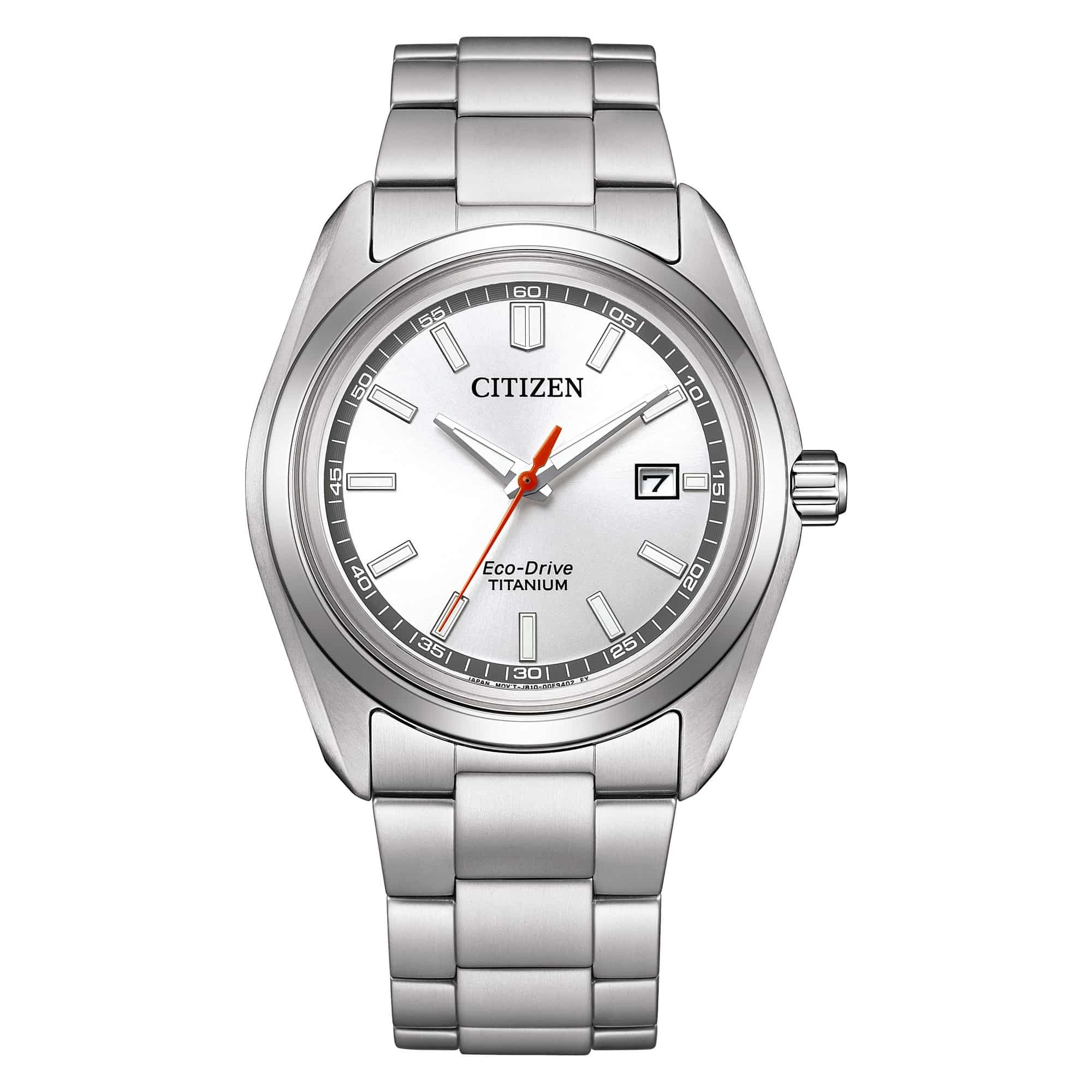 Citizen Eco-Drive herreur AW1900-50A med sølvfarvet urskive og Super Titanium-lænke