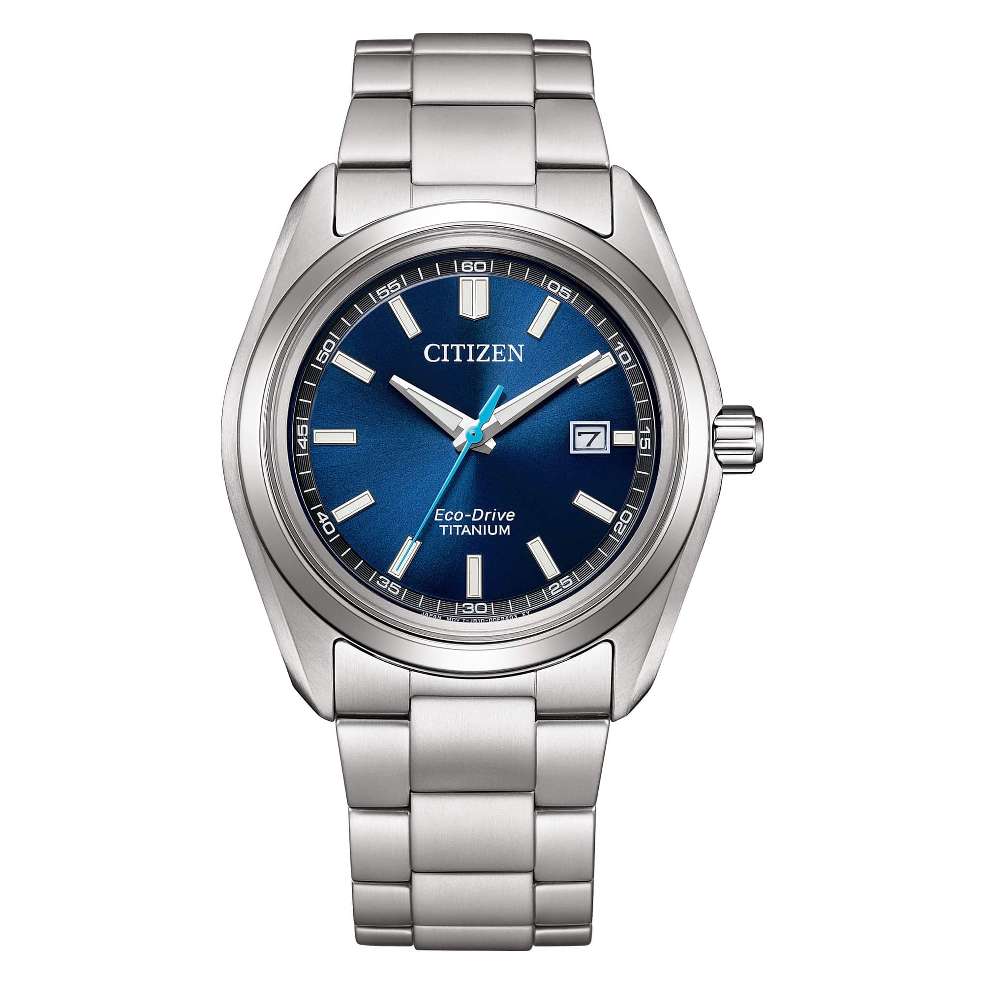 Citizen Eco-Drive herreur AW1900-50L med blå urskive og Super Titanium-lænke
