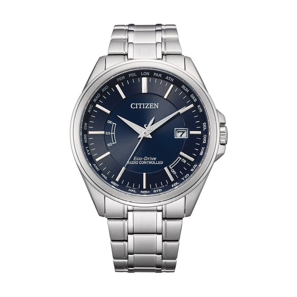 Citizen Eco-Drive radiostyret herreur CB0250-84L med blå urskive og stållænke