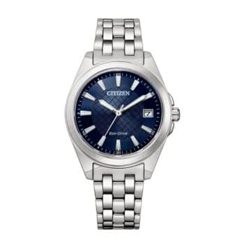 Citizen Eco-Drive dameur EO1210-83L med blå urskive og stållænke