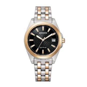Citizen Eco-Drive dameur EO1213-85E med sort urskive og tofarvet stållænke