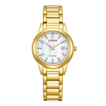 Citizen Eco-Drive dameur FE1242-78D med perlemorsskive og guldfarvet stållænke