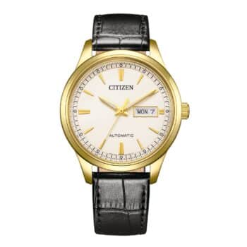 Citizen automatisk herreur NY4059-09A med hvid urskive og sort læderrem