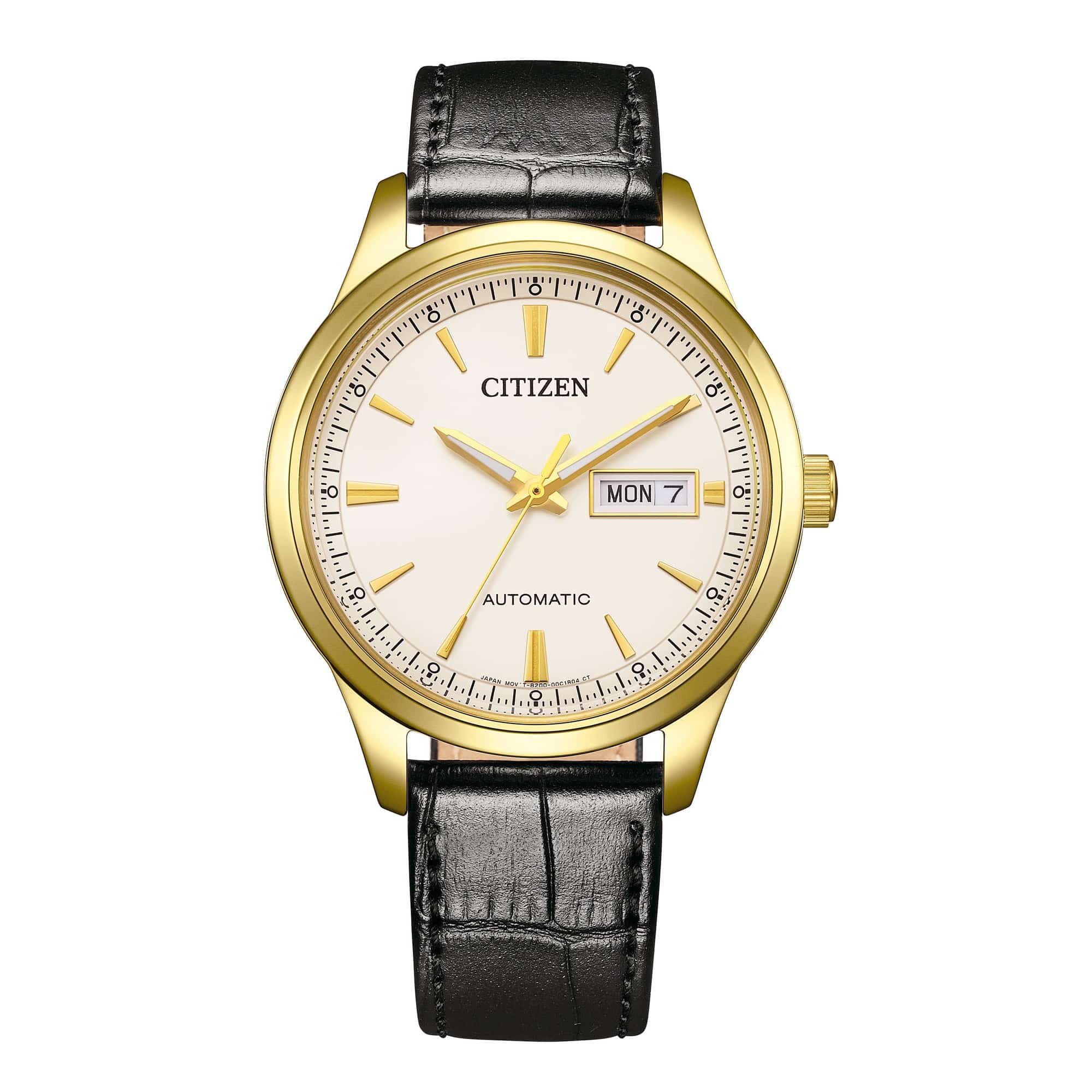 Citizen automatisk herreur NY4059-09A med hvid urskive og sort læderrem