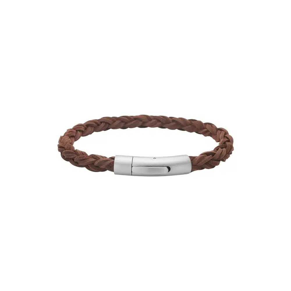Son of Noa læderarmbånd brun rund flet 6 mm 21 cm 80970359221