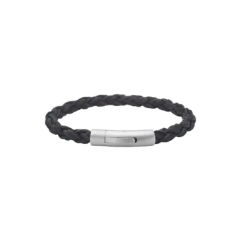 Son of Noa læderarmbånd sort rund flet 6 mm 21 cm 80970359121