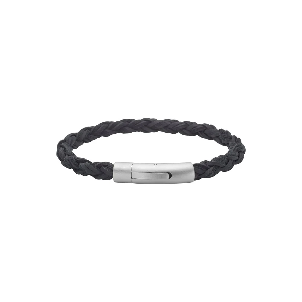 Son of Noa læderarmbånd sort rund flet 6 mm 21 cm 80970359121