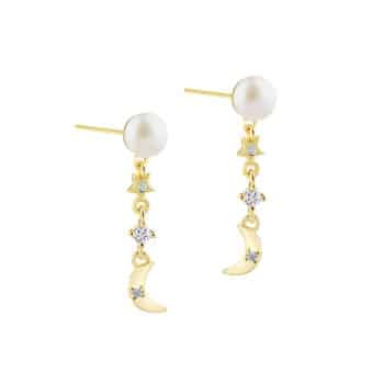 Aqua Dulce Dreamlit Pearl Charm Øreringe Forgyldt Sølv 7195