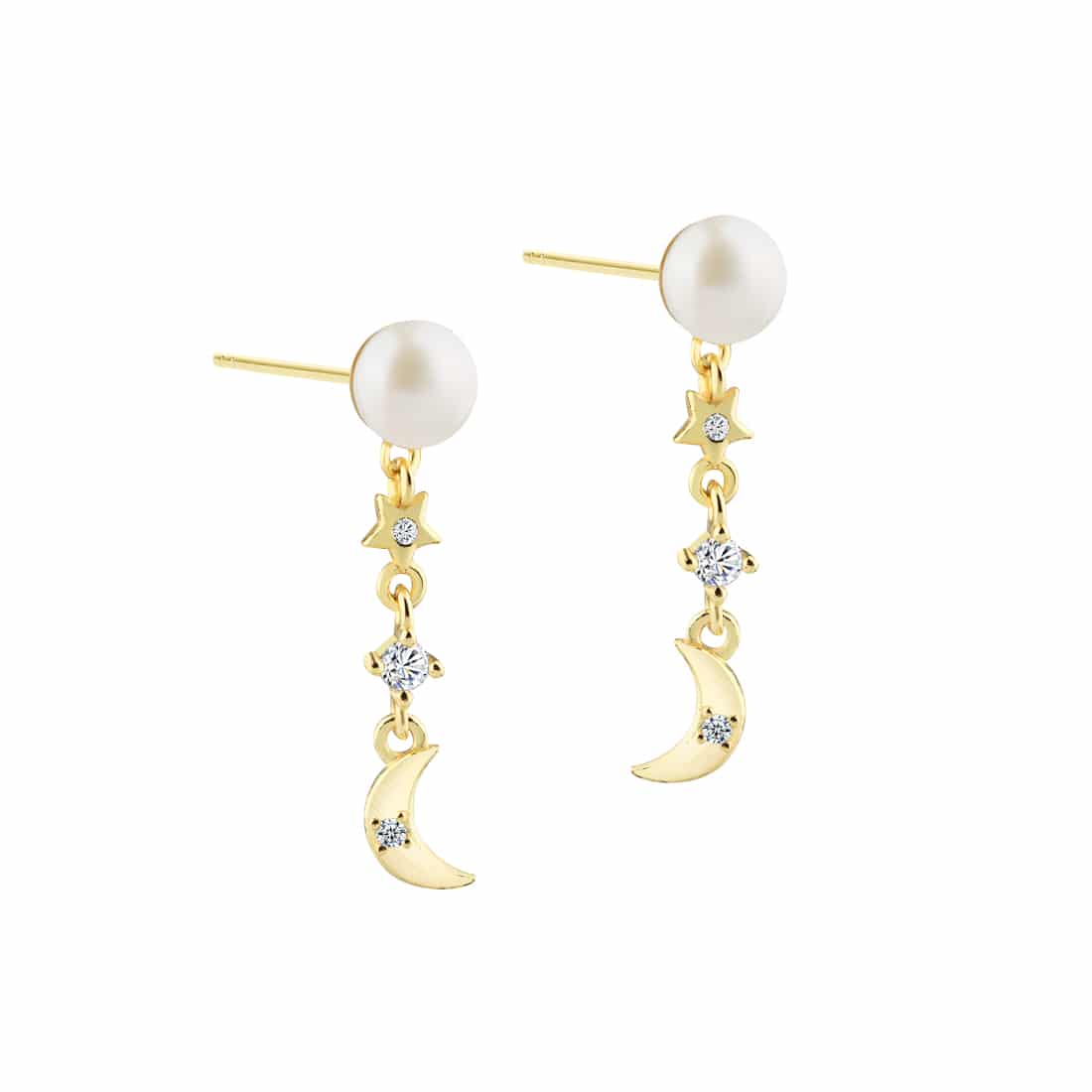 Aqua Dulce Dreamlit Pearl Charm Øreringe Forgyldt Sølv 7195