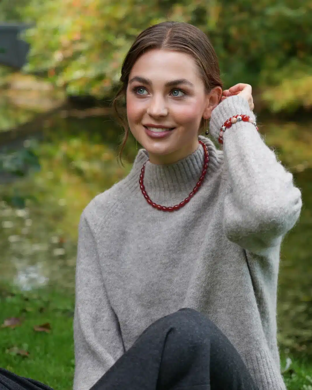 Soï Copenhagen Noelle Red Jade Krystal Halskæde NOERJ-H