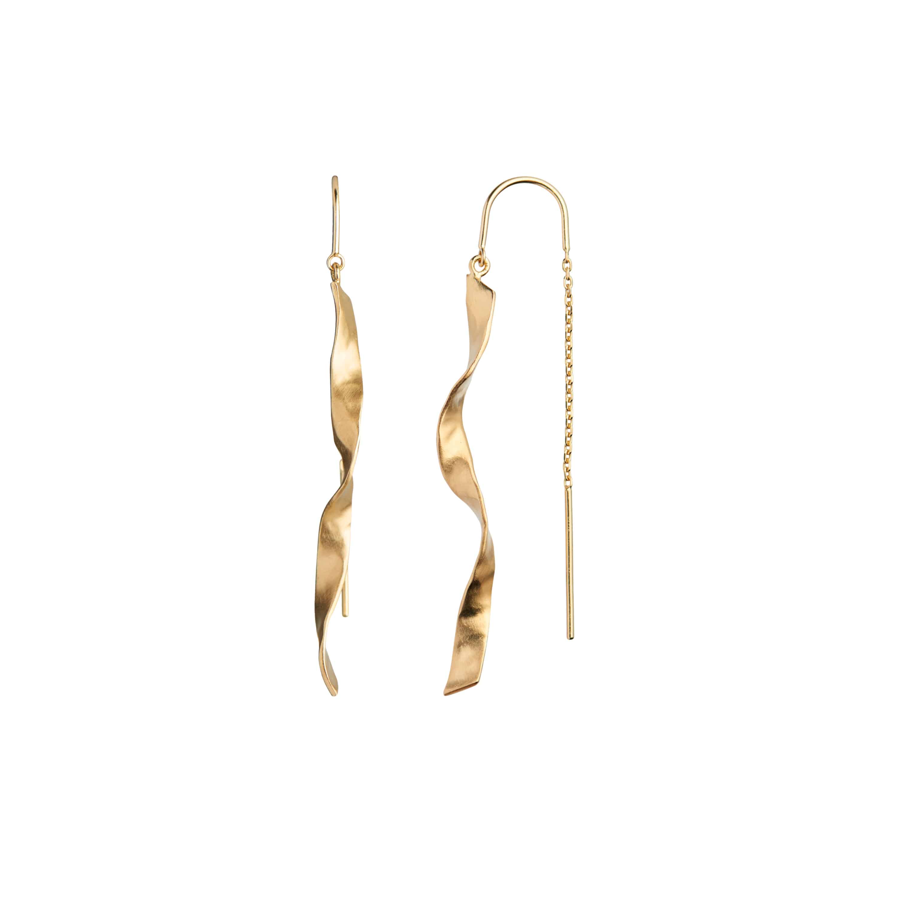 Stine A Long Twisted Hammered with Chain ørering forgyldt sølv 1188-02-S
