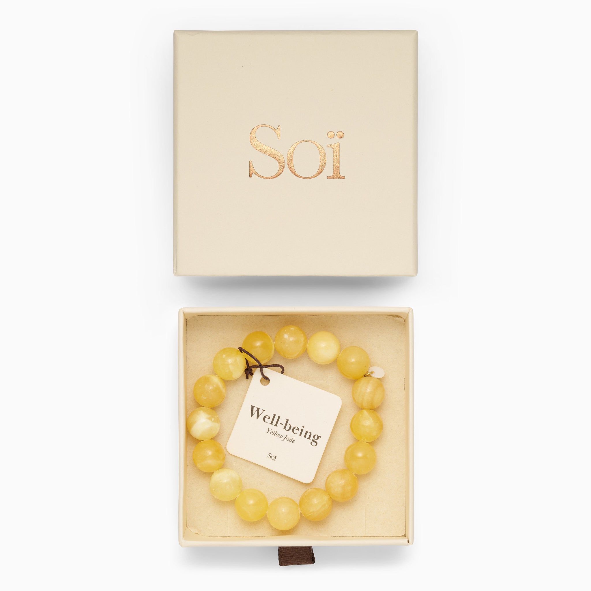 Soï Copenhagen Chunky Gul Jade Krystal Stretch Armbånd 12 mm – GULJ-KA-12MM - Billede 3