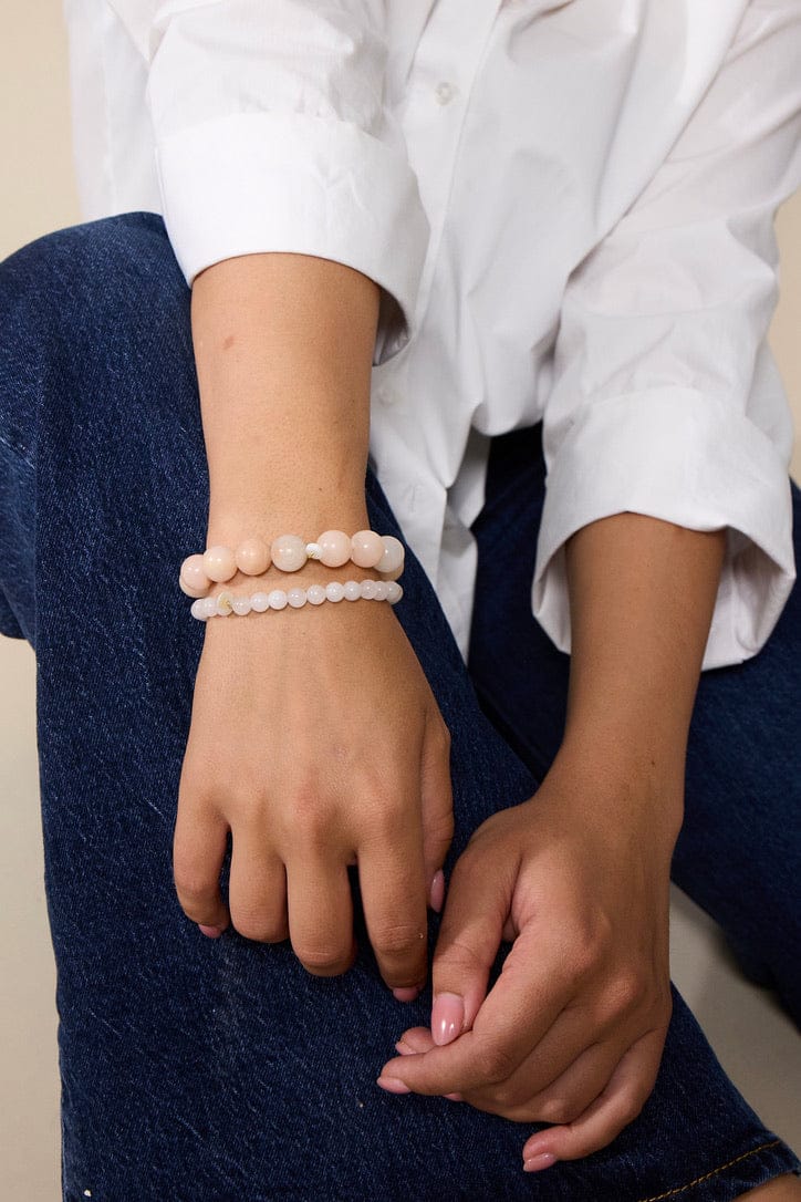 Soï Copenhagen Chunky Rose Jade Krystal Stretch Armbånd