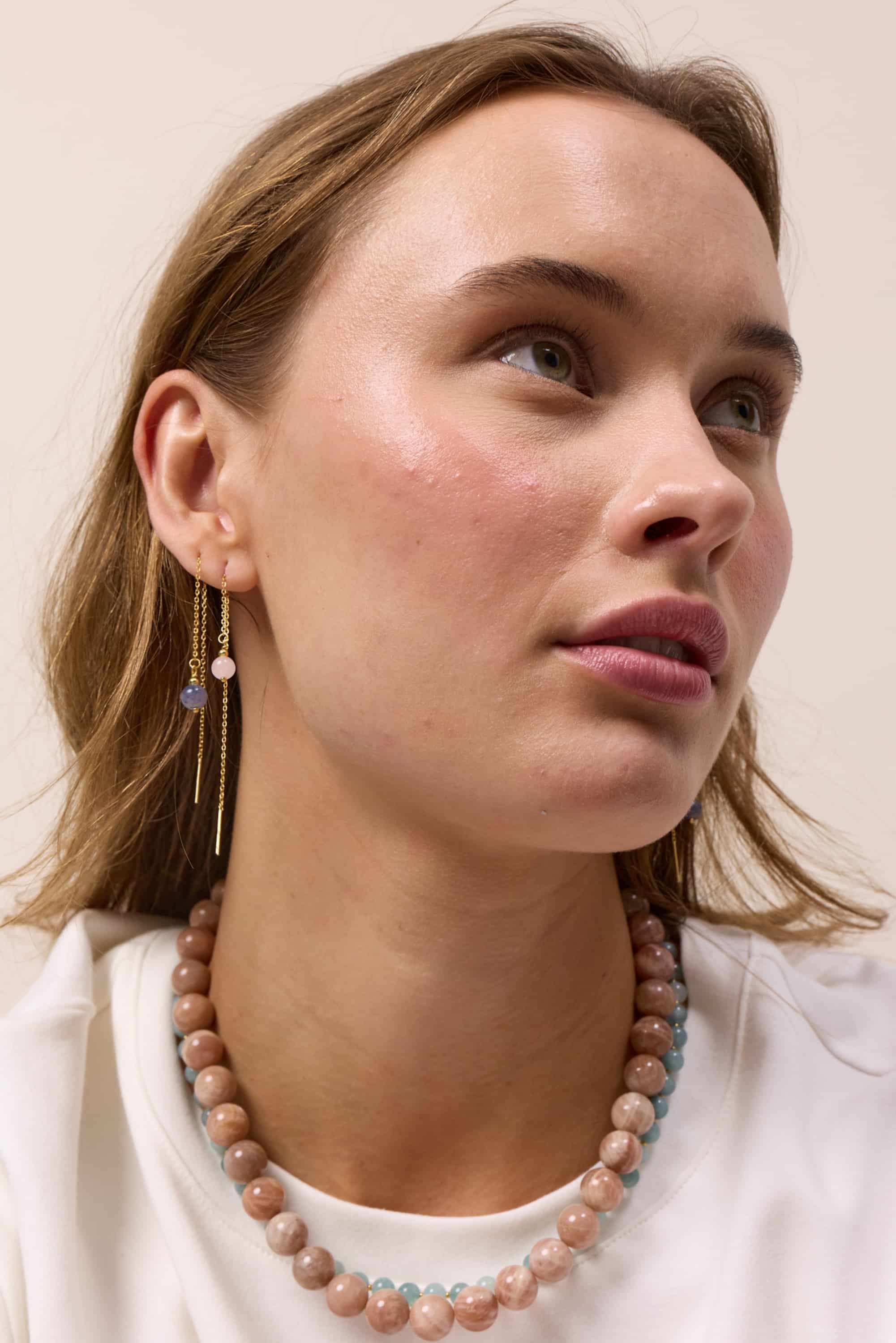 Soï Copenhagen Ella Rosa Jade Krystal Øreringe Forgyldt Sølv ELLAROSAJ-KØ