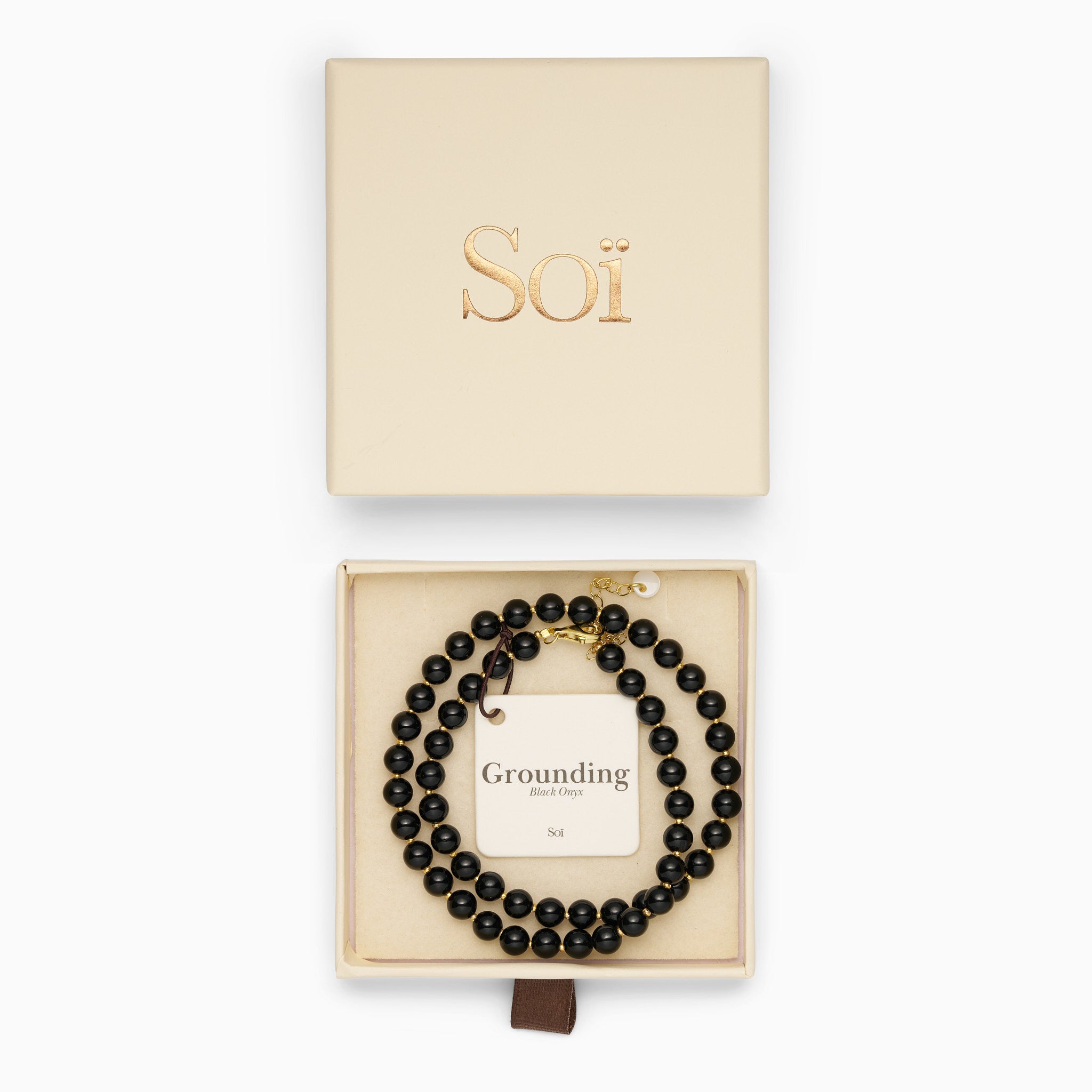 Soï Copenhagen Hailey Black Onyx Krystal Halskæde Forgyldt Sølv – BO-KH - Billede 2